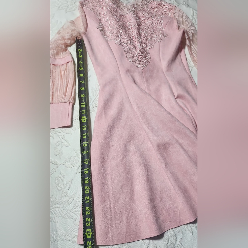 Blue Sky Elegant Pink Lace Dress - Picture 9 of 9